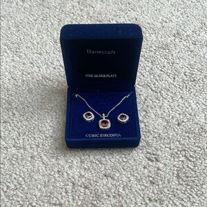 NWT Danecraft Red and Silver Necklace with Circular Pendant